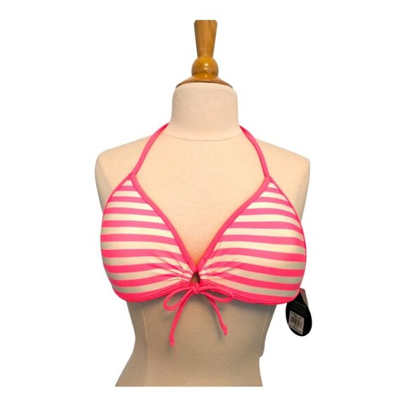 Barbie⭐NWT⭐Body Glove Push Up Cleavage builder bikini top Neon Pink Stripes - Picture 6 of 15